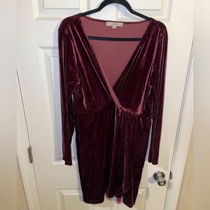 Loft , Velvet, Wrap Mini Dress, L